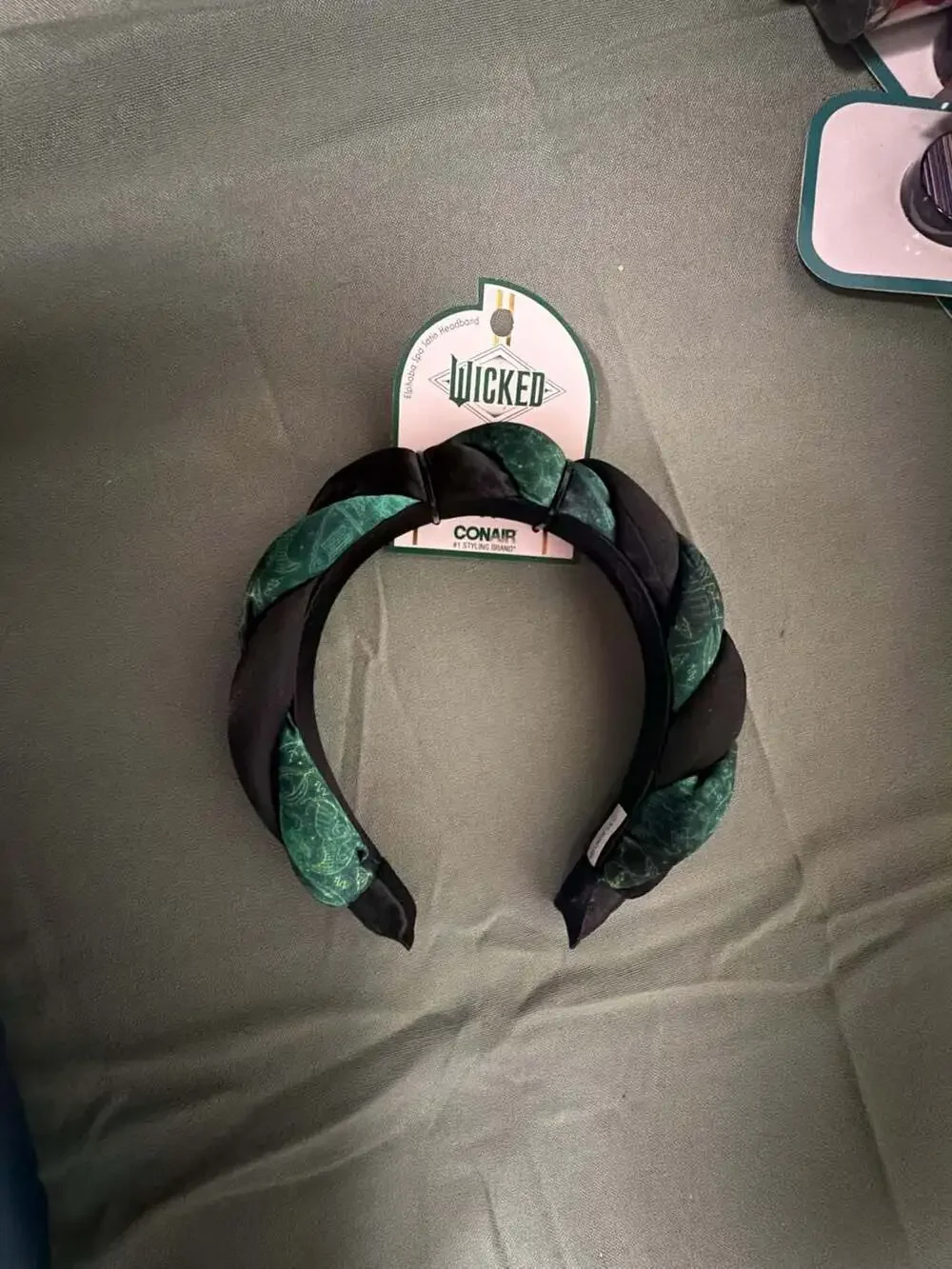 Conair Wicked Elphaba Spa Satin Twisted Braid Headband Black and Green